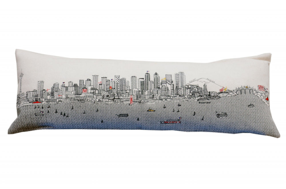 46" White Seattle Daylight Skyline Lumbar Decorative Pillow - Homeroots - Flyclothing LLC