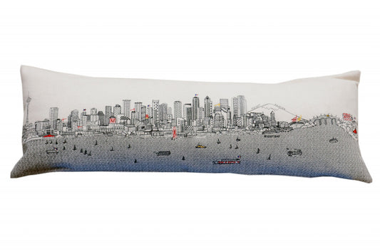46" White Seattle Daylight Skyline Lumbar Decorative Pillow - Homeroots