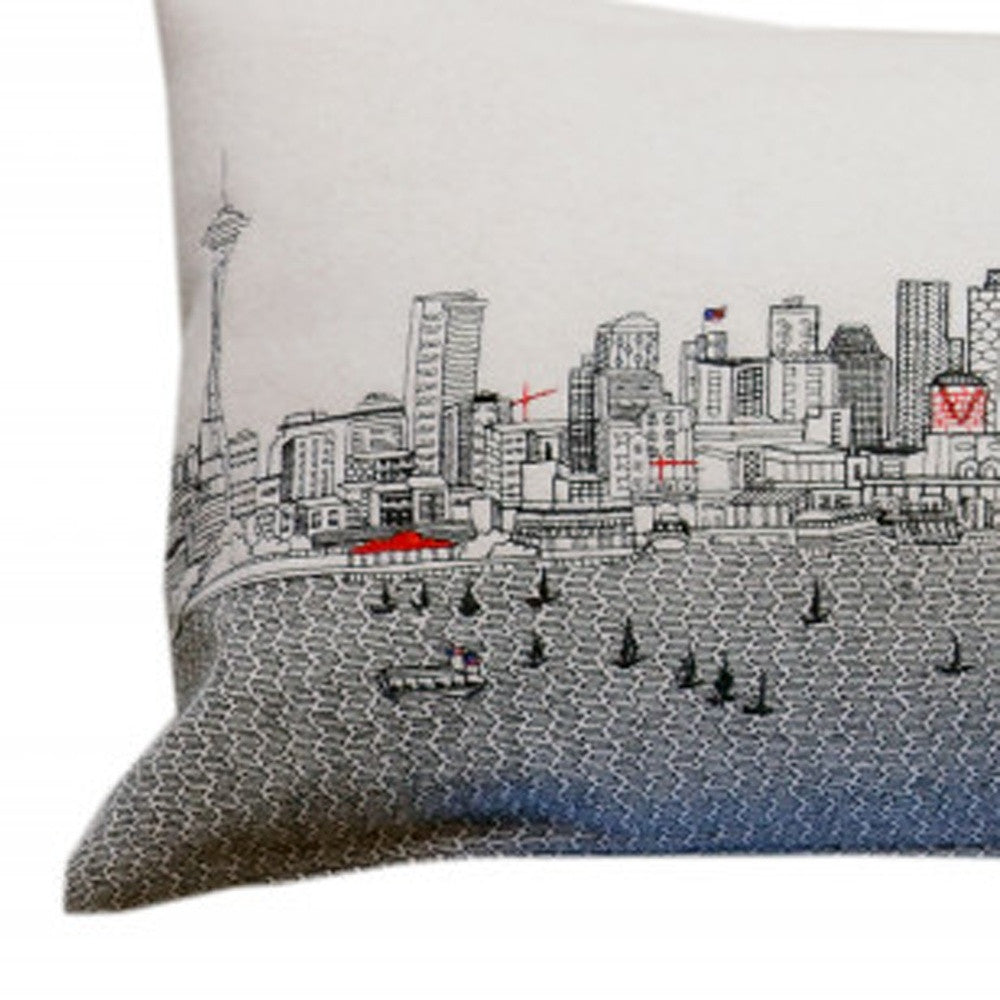 46" White Seattle Daylight Skyline Lumbar Decorative Pillow - Homeroots - Flyclothing LLC