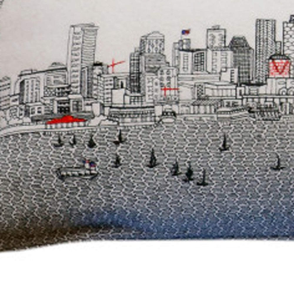 46" White Seattle Daylight Skyline Lumbar Decorative Pillow - Homeroots - Flyclothing LLC