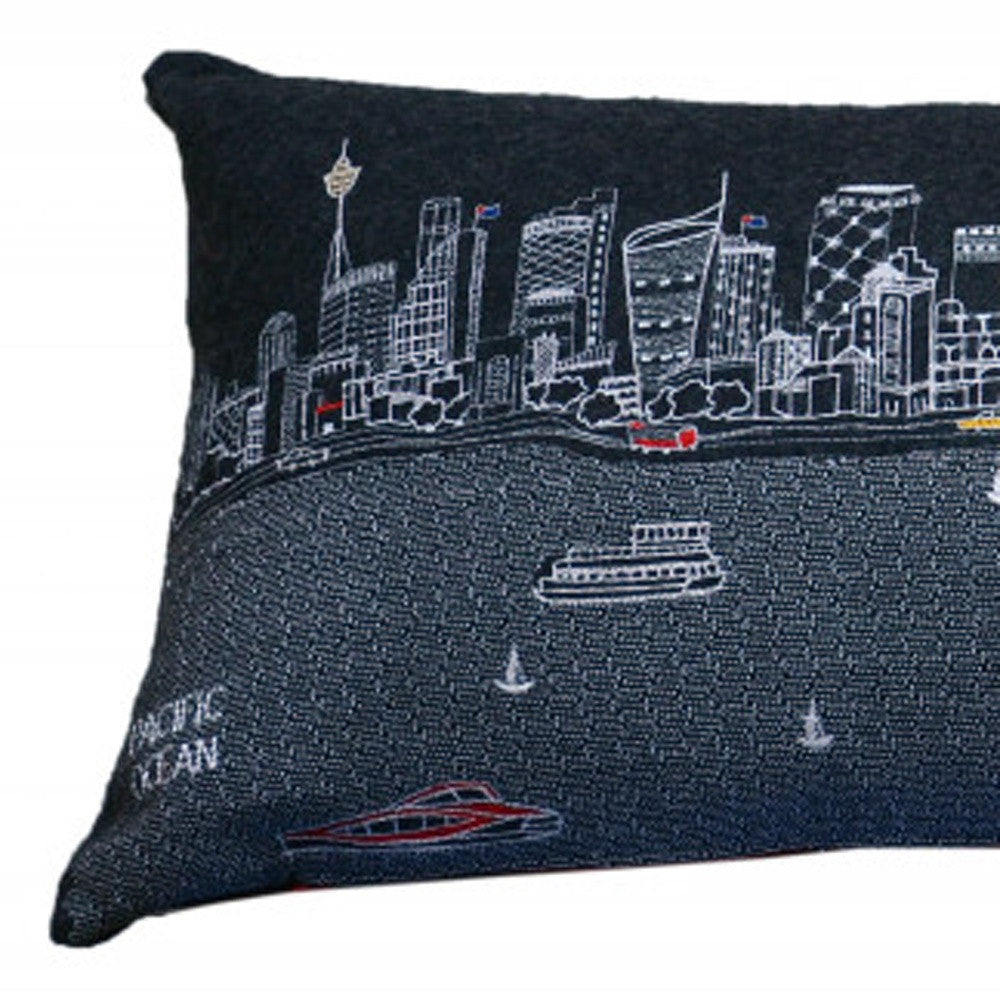 46" Black Sydney Nighttime Skyline Lumbar Decorative Pillow - Homeroots - Flyclothing LLC