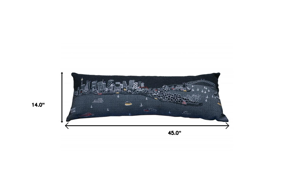 46" Black Sydney Nighttime Skyline Lumbar Decorative Pillow - Homeroots - Flyclothing LLC