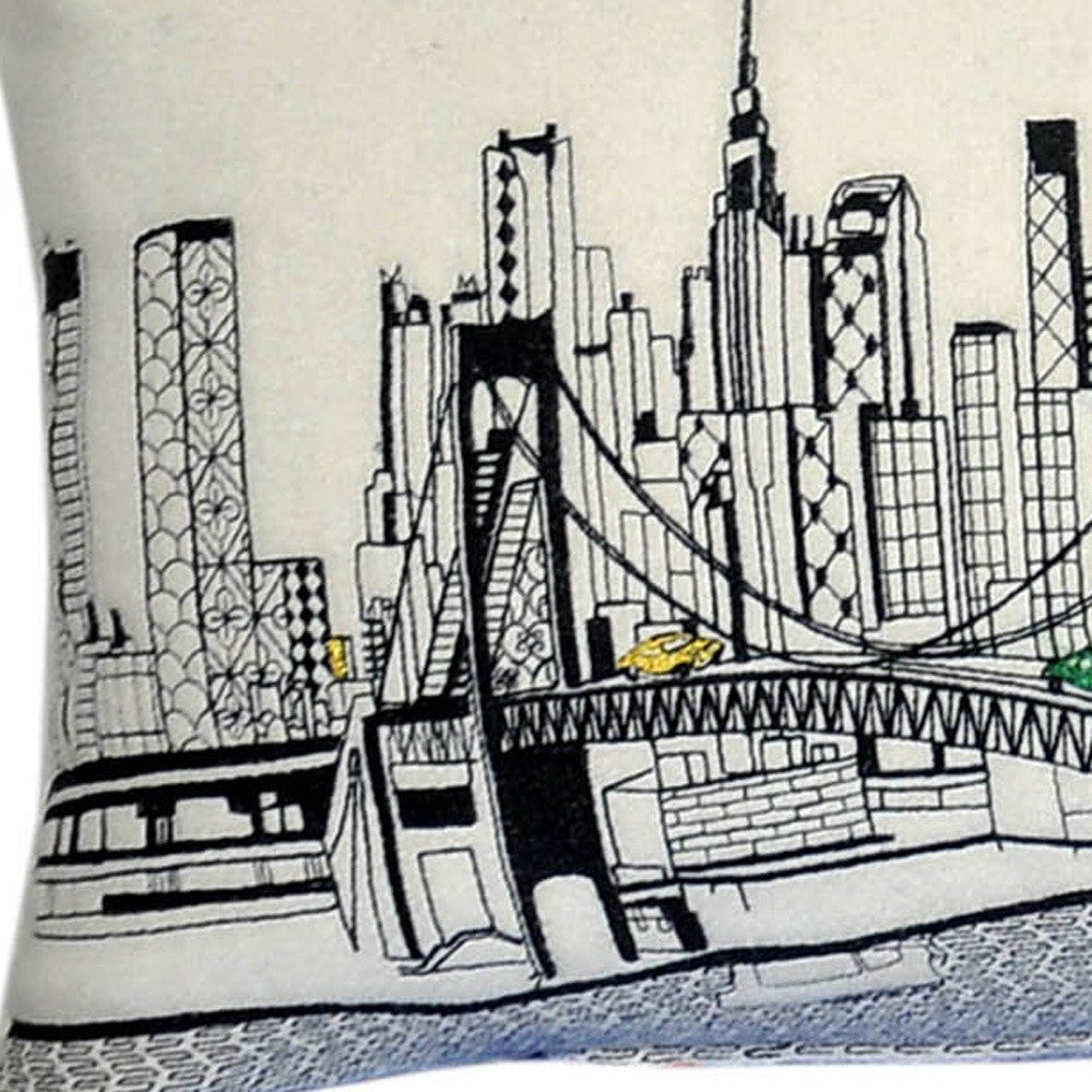 46" White Tokyo Daylight Skyline Lumbar Decorative Pillow - Homeroots - Flyclothing LLC