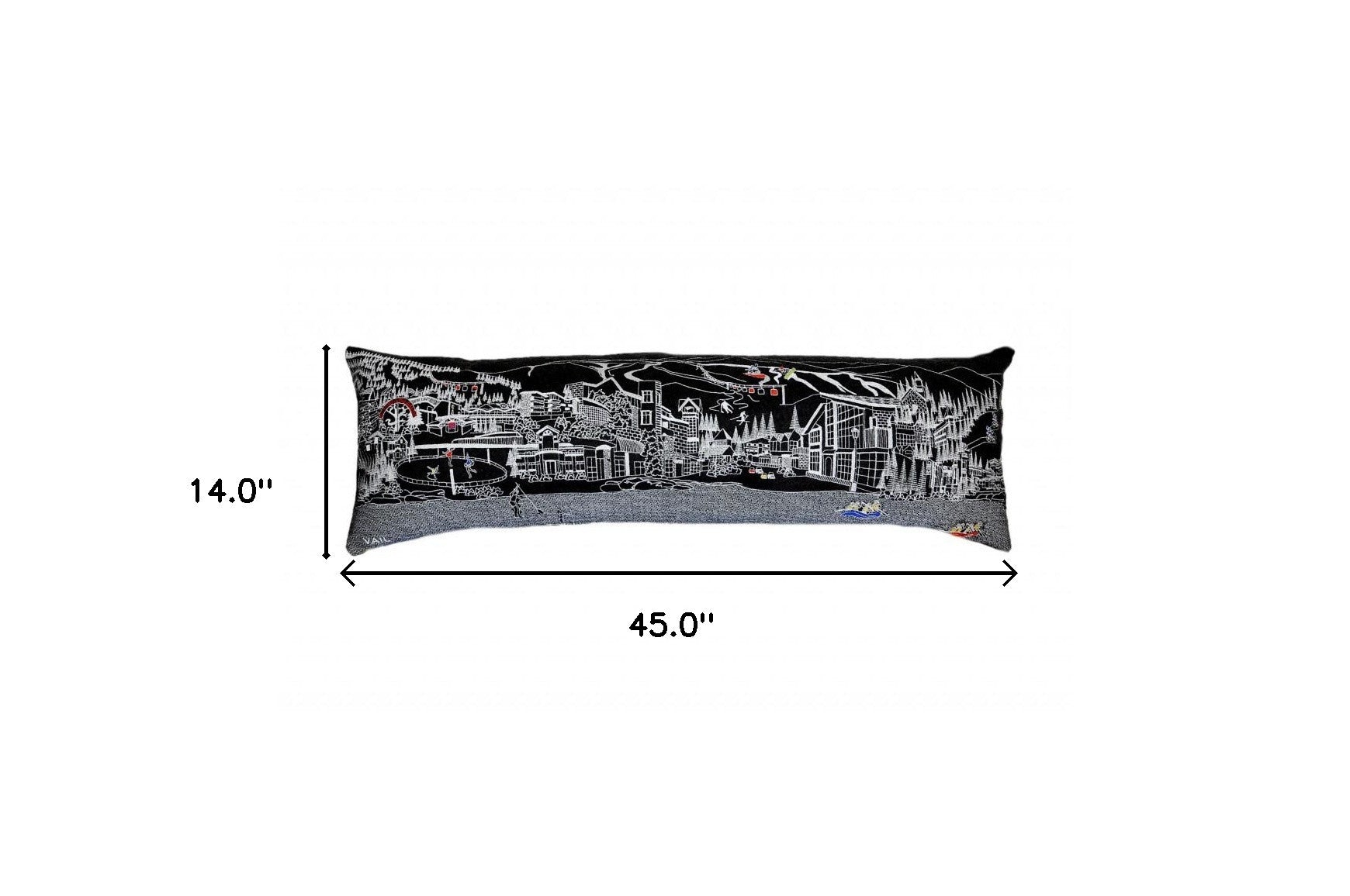 46" Black Vail Nighttime Skyline Lumbar Decorative Pillow - Homeroots - Flyclothing LLC