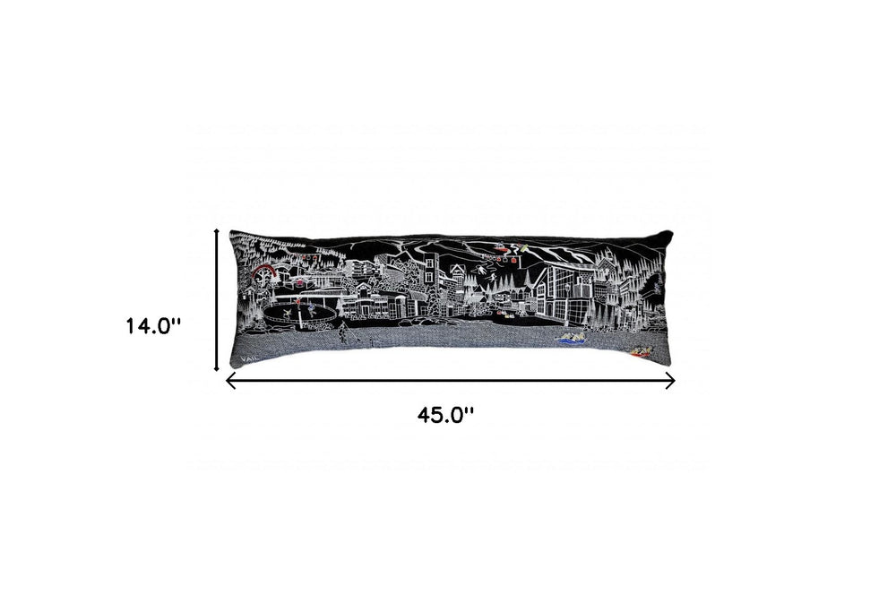 46" Black Vail Nighttime Skyline Lumbar Decorative Pillow - Homeroots - Flyclothing LLC