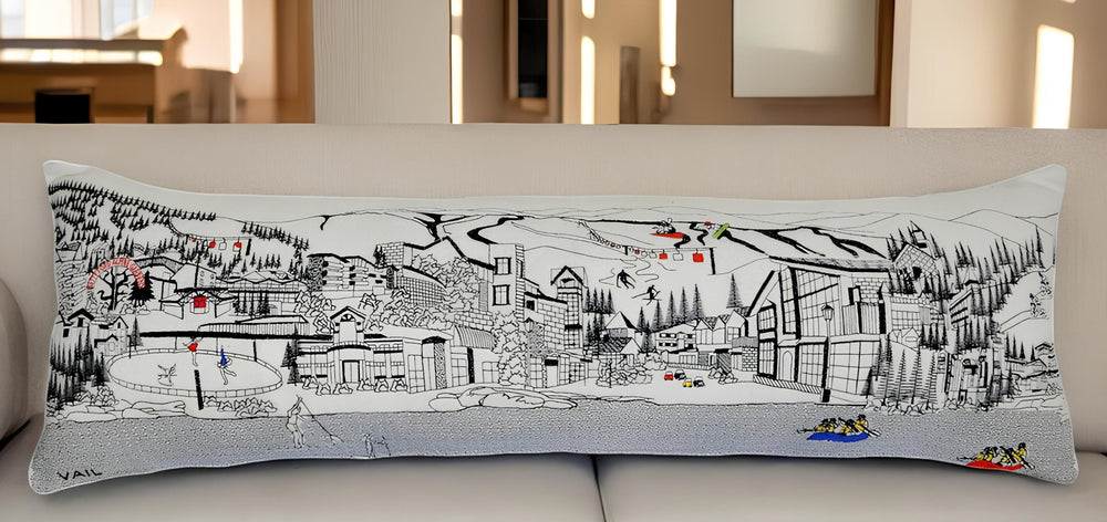 46" White Vail Daylight Skyline Lumbar Decorative Pillow - Homeroots