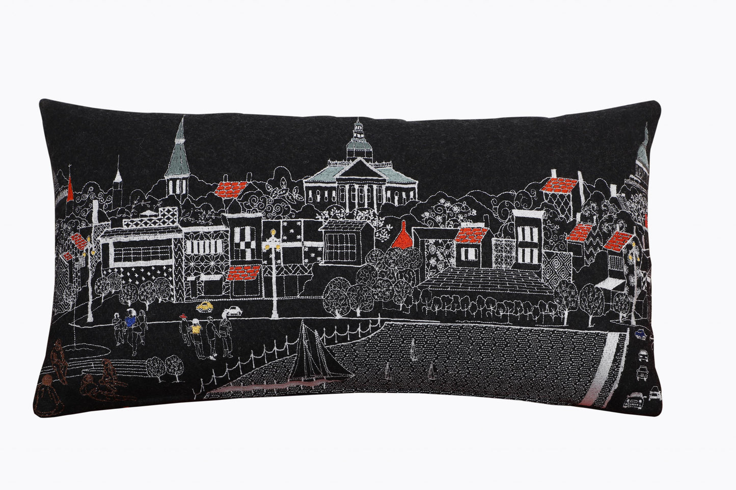 14" X 24" Black and White Wool Lumbar Throw Pillow - Homeroots - Flyclothing LLC