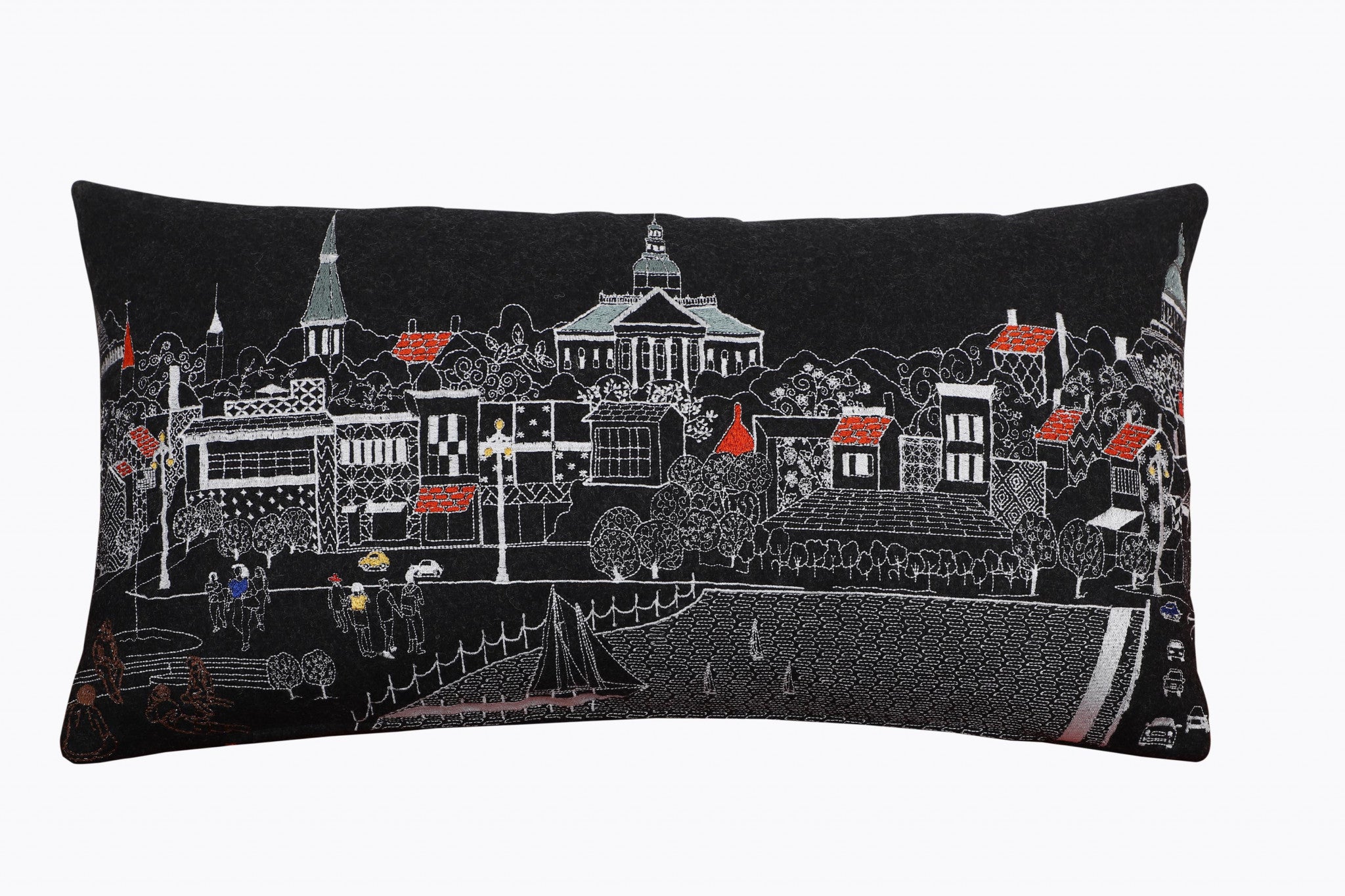 14" X 24" Black and White Wool Lumbar Throw Pillow - Homeroots - Flyclothing LLC