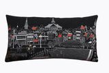 14" X 24" Black and White Wool Lumbar Throw Pillow - Homeroots