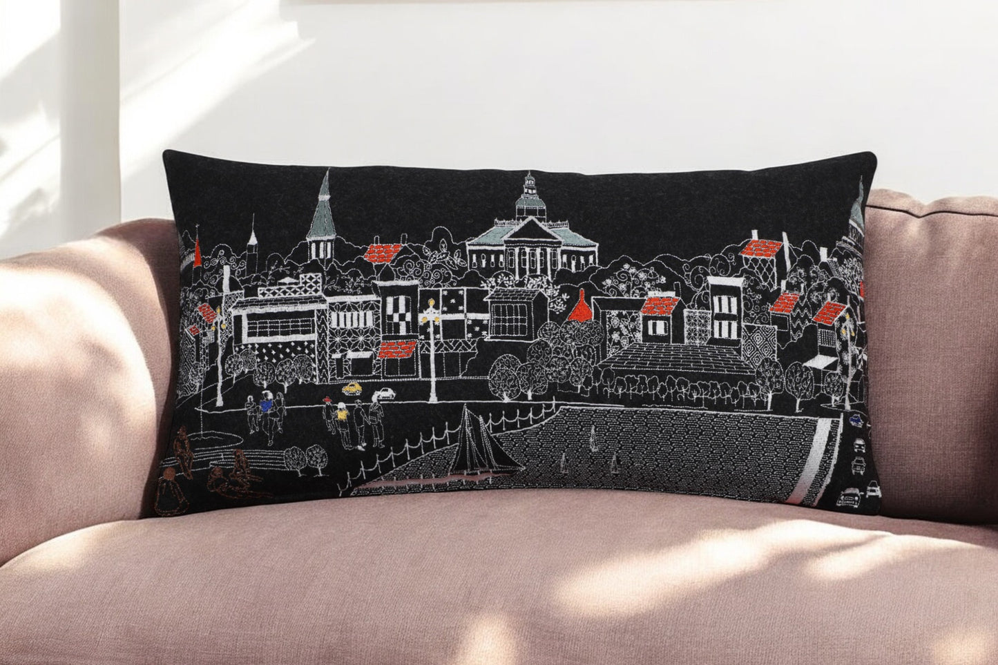 14" X 24" Black and White Wool Lumbar Throw Pillow - Homeroots - Flyclothing LLC
