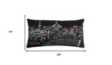 14" X 24" Black and White Wool Lumbar Throw Pillow - Homeroots - Flyclothing LLC