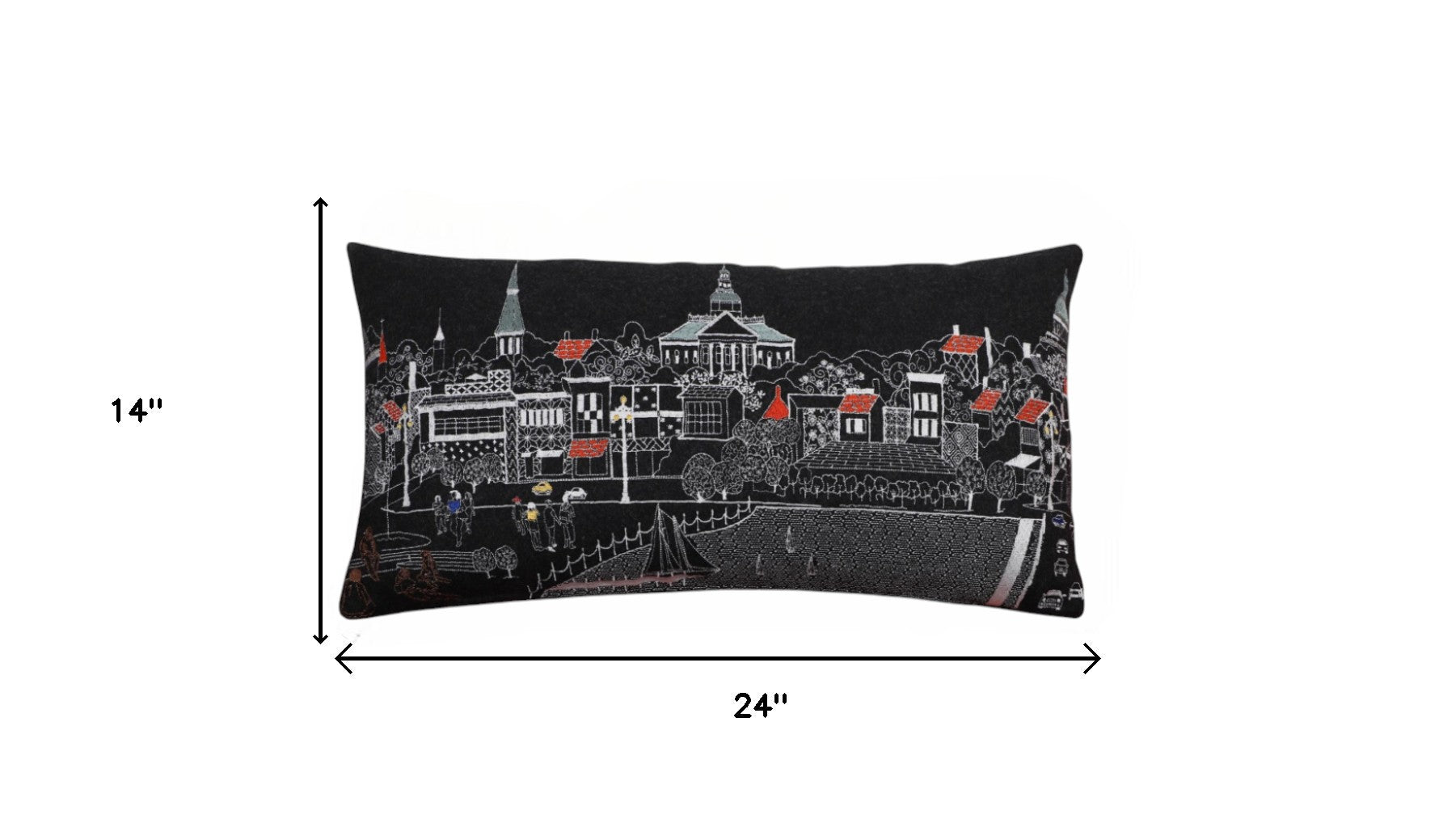 14" X 24" Black and White Wool Lumbar Throw Pillow - Homeroots - Flyclothing LLC