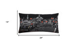 14" X 24" Black and White Wool Lumbar Throw Pillow - Homeroots