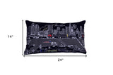 25" Black Atlanta Nighttime Skyline Lumbar Decorative Pillow - Homeroots - Flyclothing LLC
