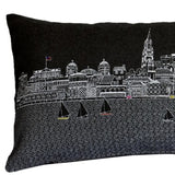 25" Black Charleston Nighttime Skyline Lumbar Decorative Pillow