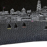 25" Black Charleston Nighttime Skyline Lumbar Decorative Pillow - Homeroots - Flyclothing LLC