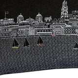 25" Black Charleston Nighttime Skyline Lumbar Decorative Pillow