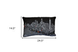 25" Black Chicago Nighttime Skyline Lumbar Decorative Pillow - Homeroots