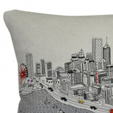 25" White Chicago Daylight Skyline Lumbar Decorative Pillow - Homeroots
