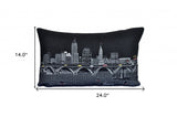 25" Black Cleveland Nighttime Skyline Lumbar Decorative Pillow - Homeroots - Flyclothing LLC