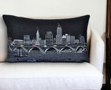25" Black Cleveland Nighttime Skyline Lumbar Decorative Pillow - Homeroots