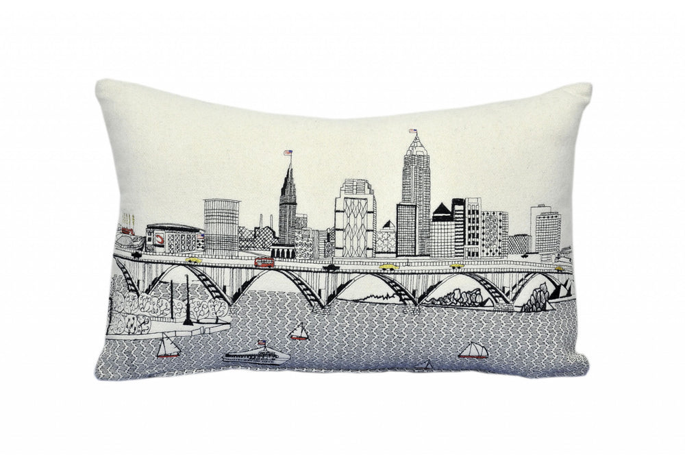 25" White Cleveland Daylight Skyline Lumbar Decorative Pillow - Homeroots - Flyclothing LLC