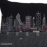 25" Black Dallas Nighttime Skyline Lumbar Decorative Pillow - Homeroots