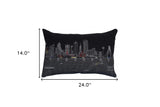 25" Black Dallas Nighttime Skyline Lumbar Decorative Pillow - Homeroots - Flyclothing LLC