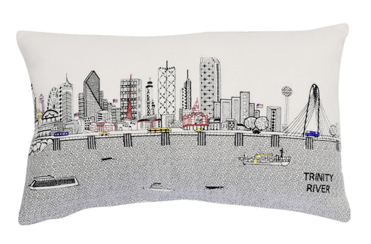 25" White Dallas Daylight Skyline Lumbar Decorative Pillow - Homeroots