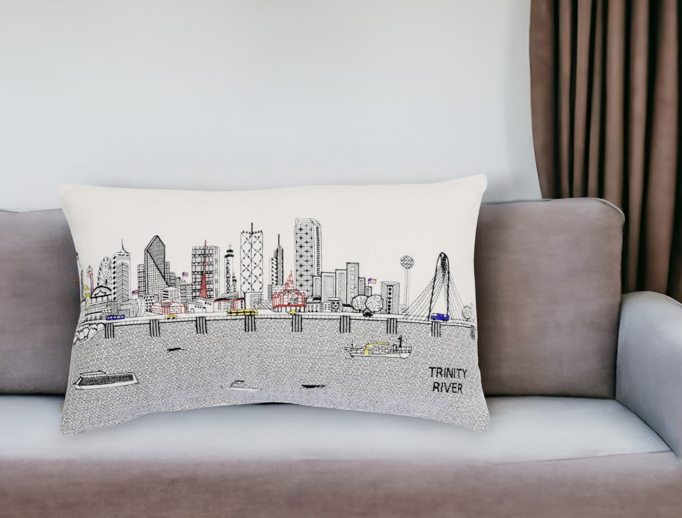 25" White Dallas Daylight Skyline Lumbar Decorative Pillow - Homeroots - Flyclothing LLC