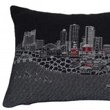 14" X 24" Black and White Hometown Pride Wool Lumbar Throw Pillow - Homeroots