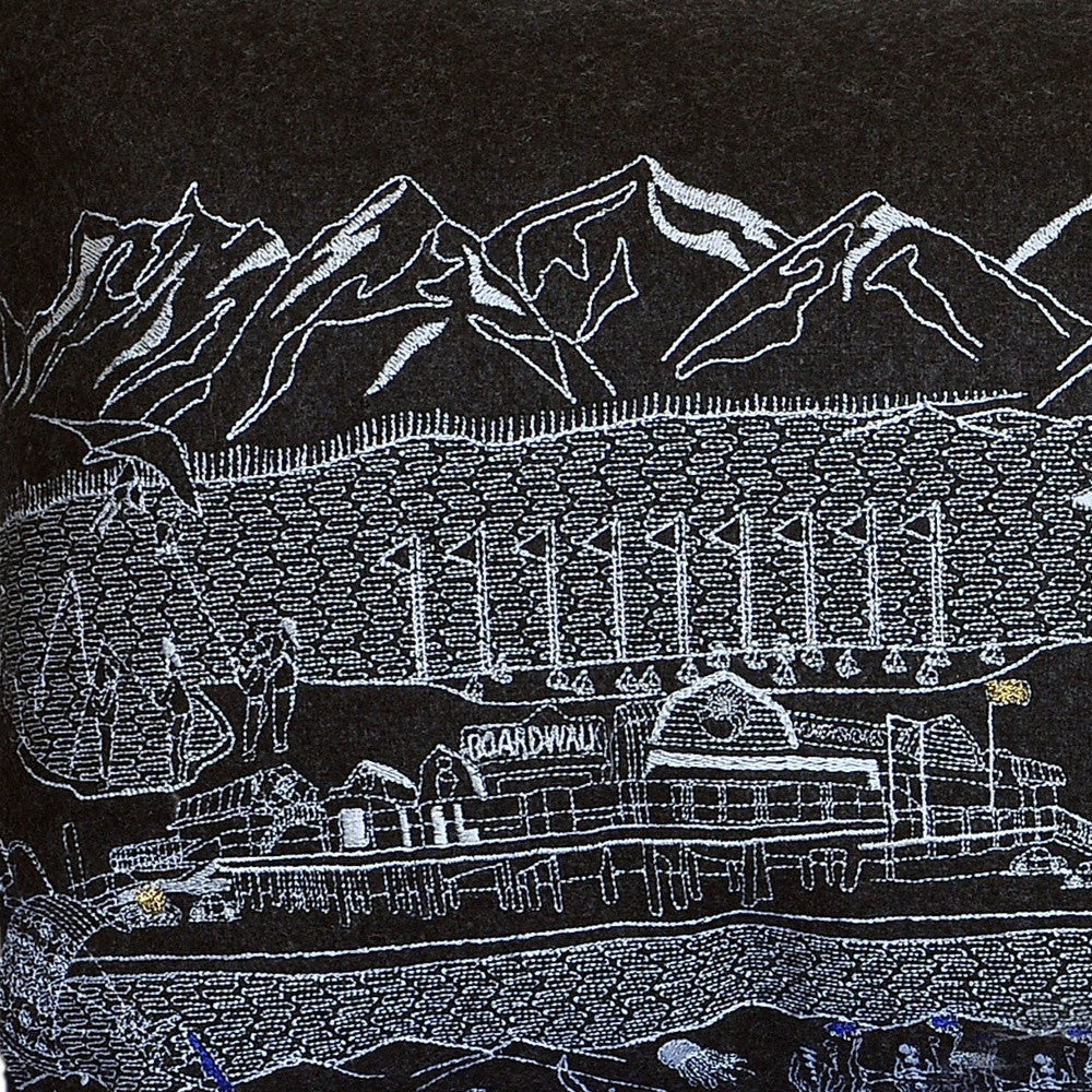 14" X 24" Black Gray and White Hometown Pride Wool Lumbar Throw Pillow - Homeroots - Flyclothing LLC