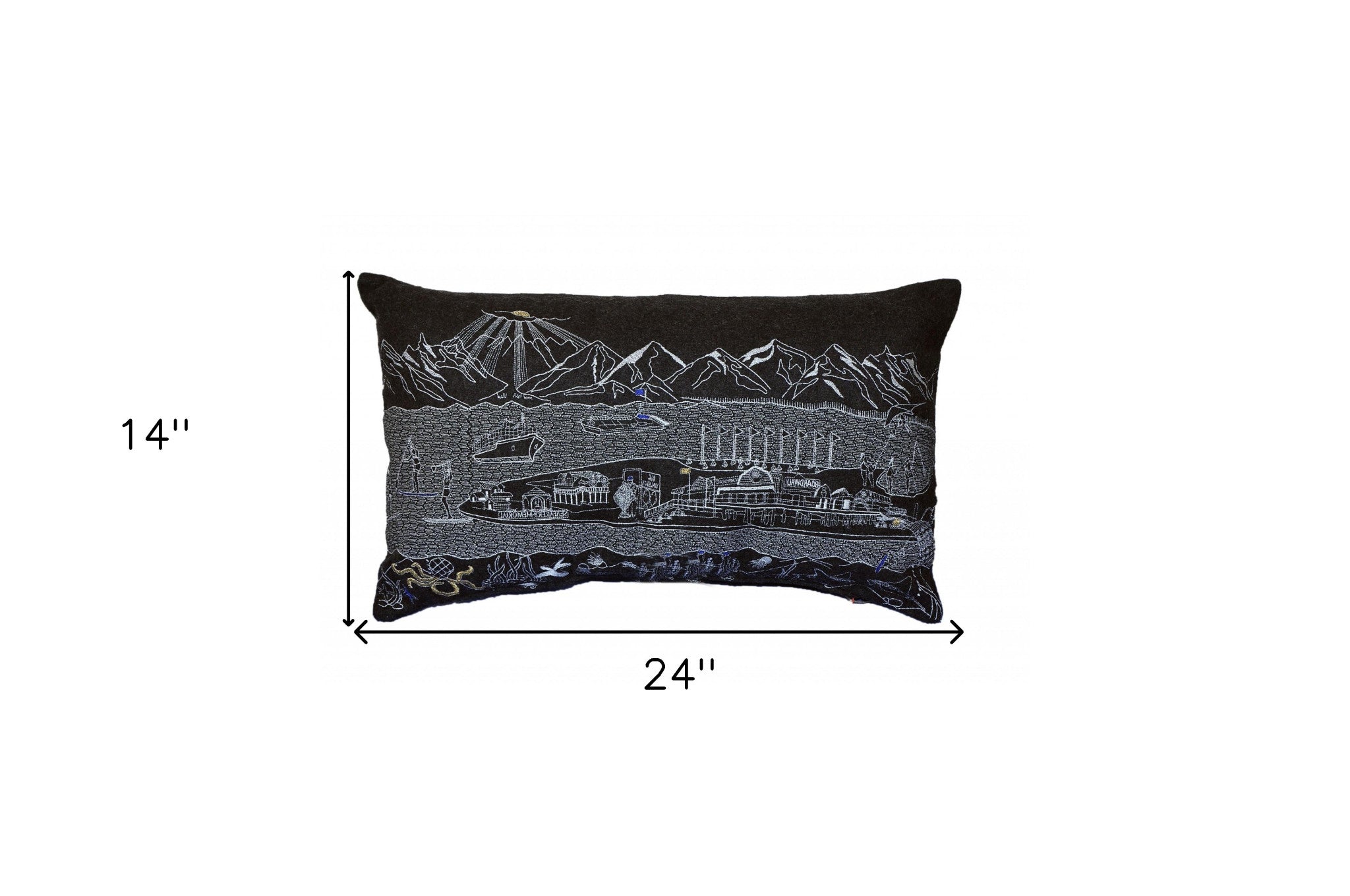 14" X 24" Black Gray and White Hometown Pride Wool Lumbar Throw Pillow - Homeroots - Flyclothing LLC