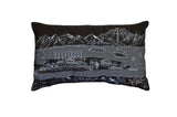 14" X 24" Black Gray and White Hometown Pride Wool Lumbar Throw Pillow