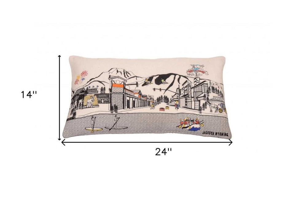 25" White Jackson Daylight Skyline Lumbar Decorative Pillow - Homeroots - Flyclothing LLC