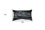 25" Black Lexington Nighttime Skyline Lumbar Decorative Pillow - Homeroots