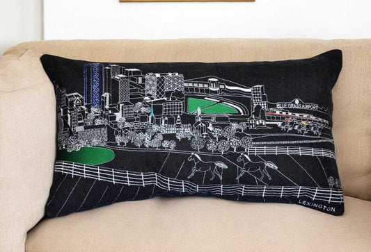 25" Black Lexington Nighttime Skyline Lumbar Decorative Pillow - Homeroots