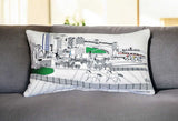 25" White Lexington Daylight Skyline Lumbar Decorative Pillow - Homeroots