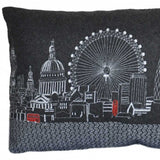25" Black London Nighttime Skyline Lumbar Decorative Pillow - Homeroots - Flyclothing LLC