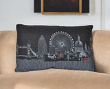 25" Black London Nighttime Skyline Lumbar Decorative Pillow - Homeroots - Flyclothing LLC