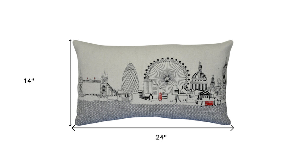 25" White London Daylight Skyline Lumbar Decorative Pillow - Homeroots - Flyclothing LLC