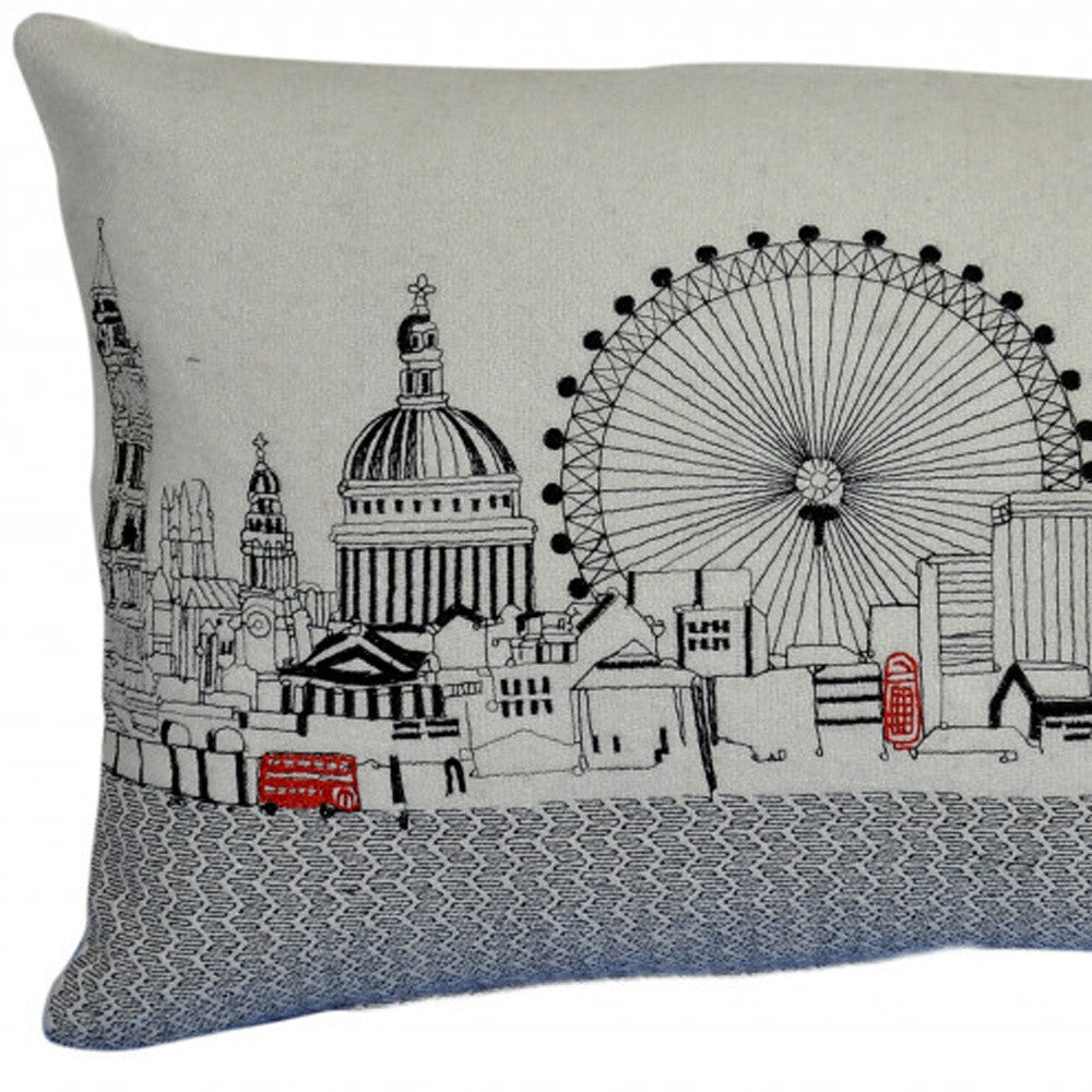 25" White London Daylight Skyline Lumbar Decorative Pillow - Homeroots - Flyclothing LLC