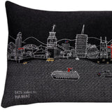 25" Black Los Angeles Nighttime Skyline Lumbar Decorative Pillow - Homeroots