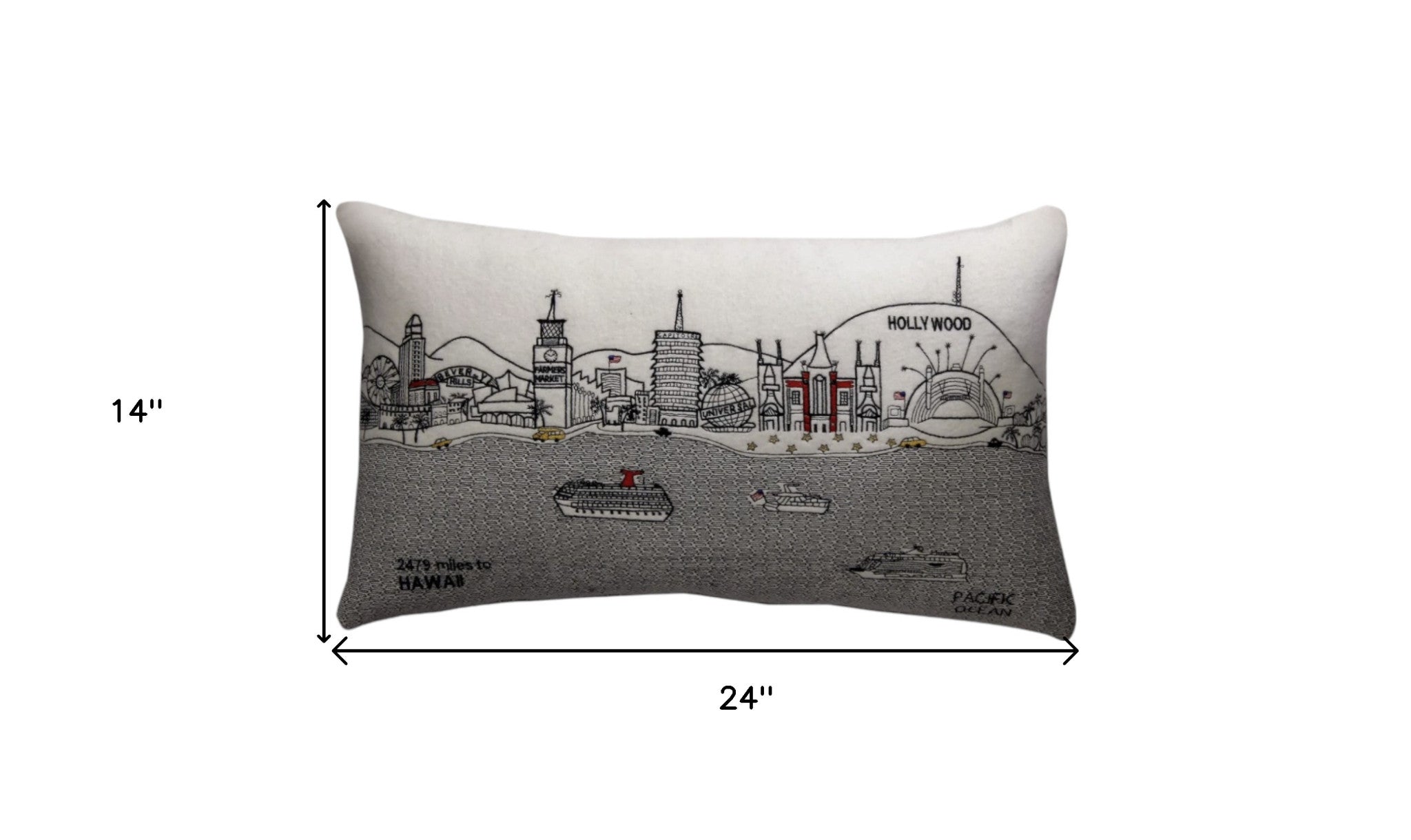 25" White Los Angeles Daylight Skyline Lumbar Decorative Pillow - Homeroots - Flyclothing LLC