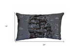 25" Black Michigan Lower Peninsula Nighttime Skyline Lumbar Decorative Pillow - Homeroots