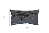 25" Black Michigan Upper Peninsula Nighttime Skyline Lumbar Decorative Pillow