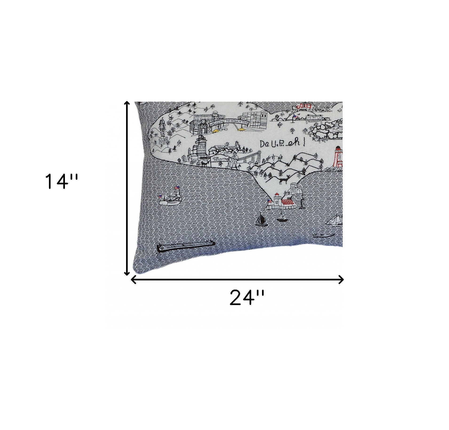 25" White Michigan Upper Peninsula Daylight Skyline Lumbar Decorative Pillow - Homeroots - Flyclothing LLC