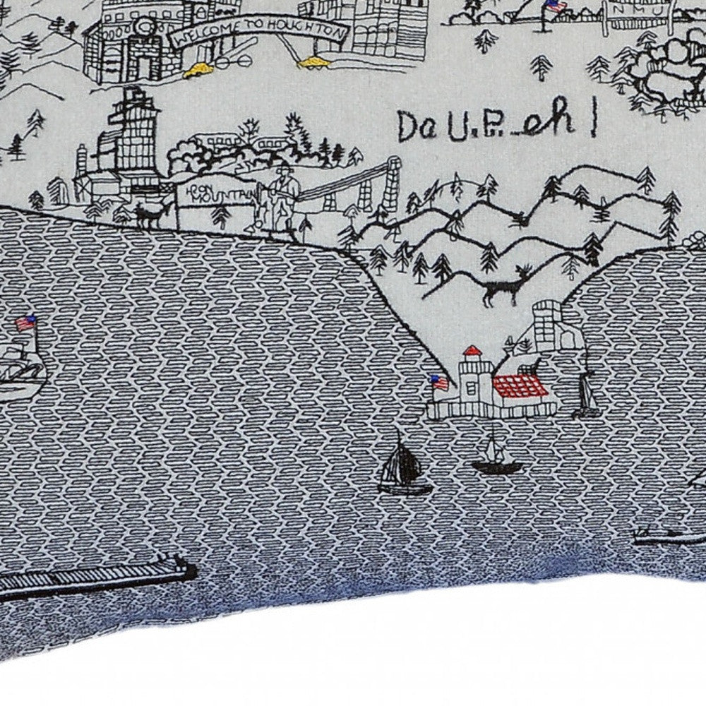 25" White Michigan Upper Peninsula Daylight Skyline Lumbar Decorative Pillow - Homeroots - Flyclothing LLC