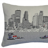 25" White Minneapolis Daylight Skyline Lumbar Decorative Pillow - Homeroots