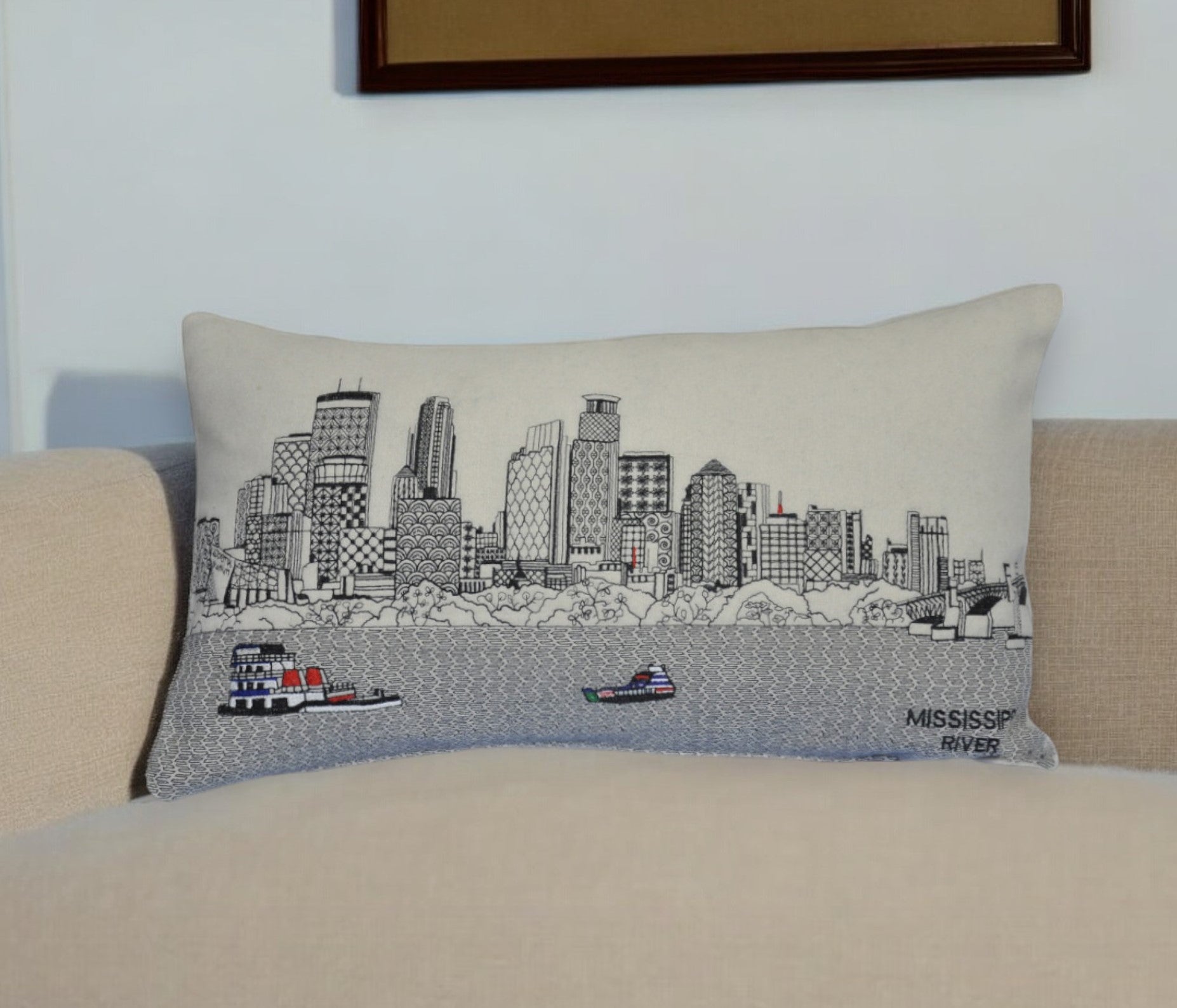 25" White Minneapolis Daylight Skyline Lumbar Decorative Pillow - Homeroots - Flyclothing LLC